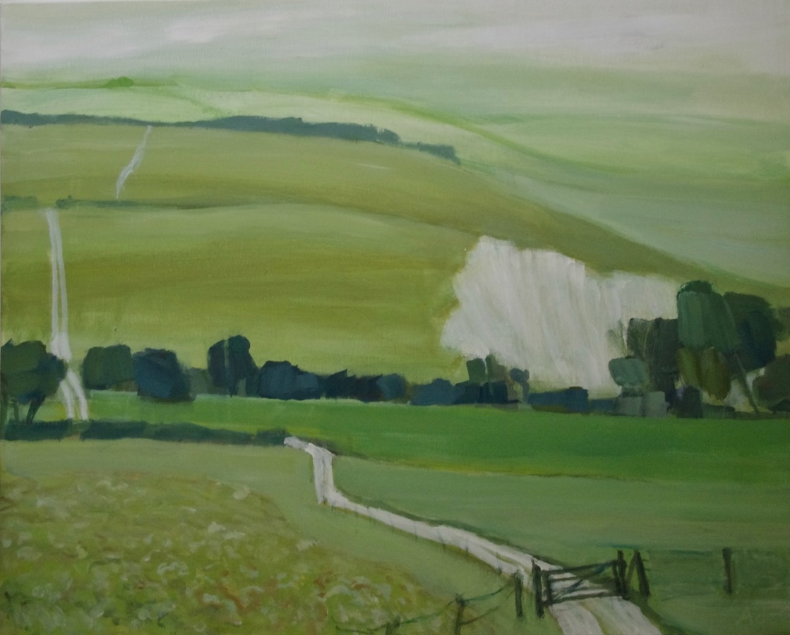 Disused Chalk Quarry (acrylic on canvas) – a painting by Anne de Geus - www.anne.degeus.com